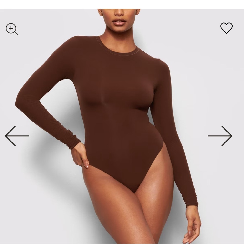 Skims raw hem long sleeve fits everybody bodysuit